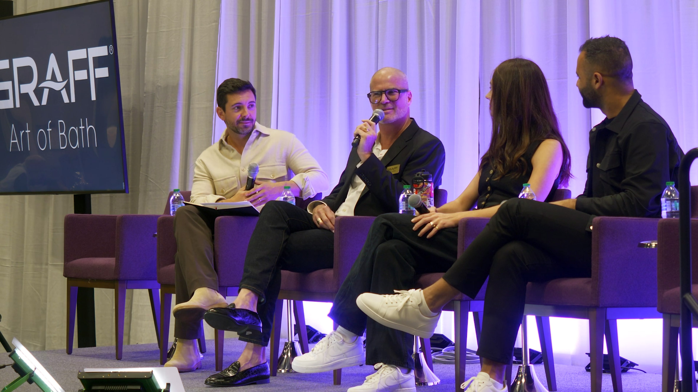 Photo of Brian Gallop speaking on the Graff x Dezeen panel at BDNY in 2024