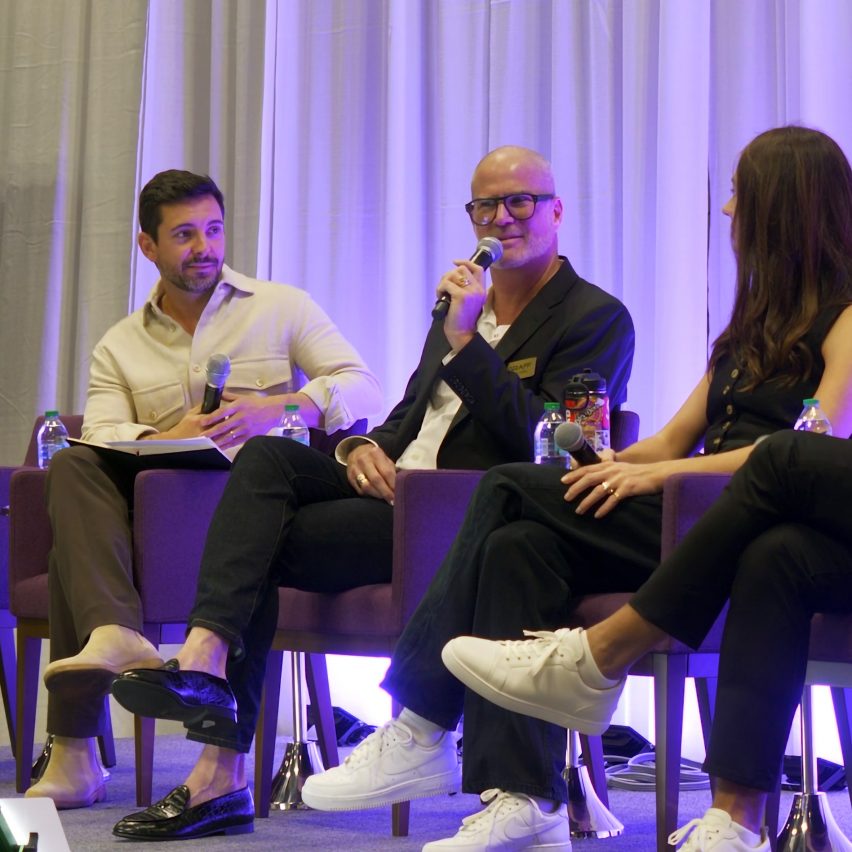 Photo of Brian Gallop speaking on the Graff x Dezeen panel at BDNY in 2024