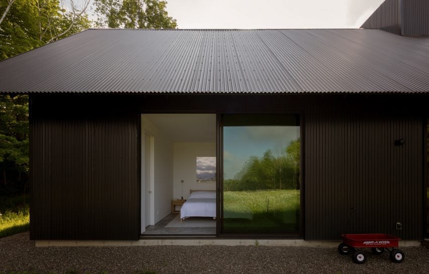 Corrugated metal of Catskills house by Group Projects