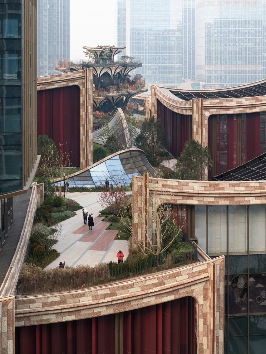 View of rooftop garden at Xi'an Centre Culture Business District