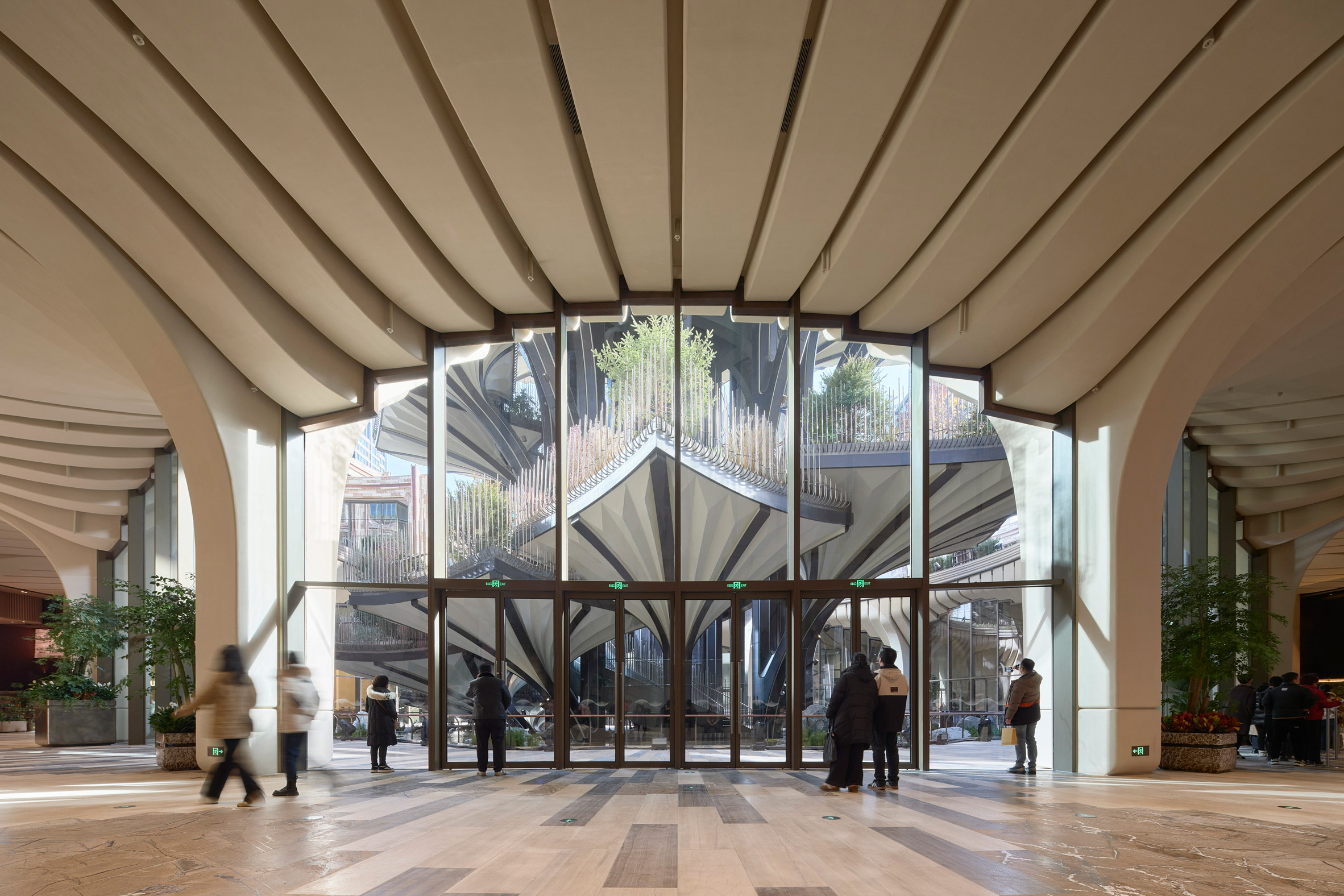 Interior view of volume within Xi'an Centre Culture Business District by Heatherwick Studio