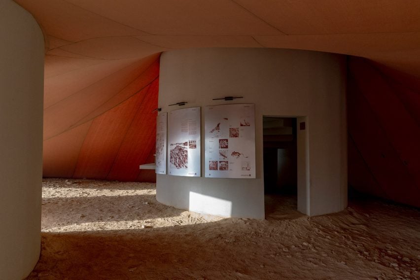 Interior view of tent by Clover Studio