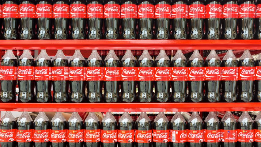 Coca-Cola bottles in a row