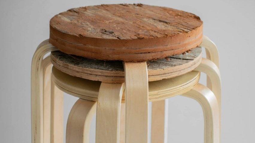 Stools made using ply created by Material Cultures for Make Good installation at the V&A