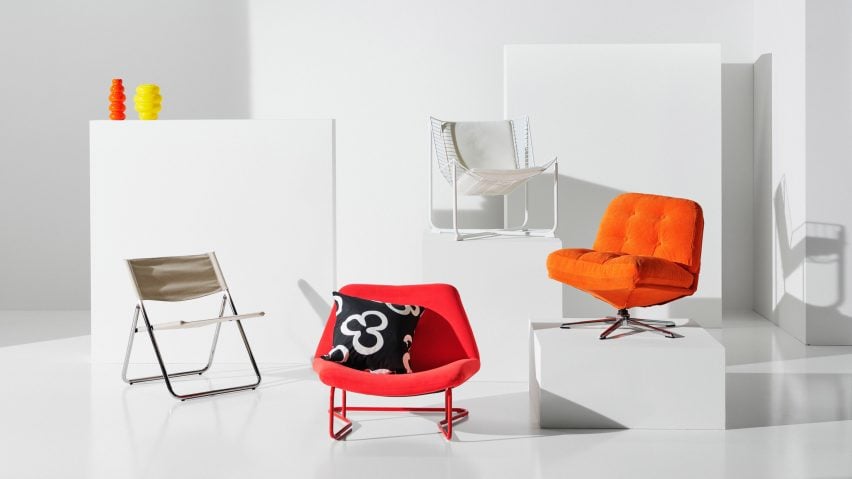 Photo of four of the chairs in IKEA's February 2025 Nytillverkad collection