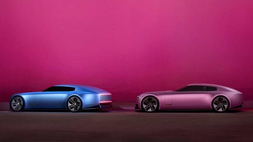 Blue and pink concept cars by Jaguar