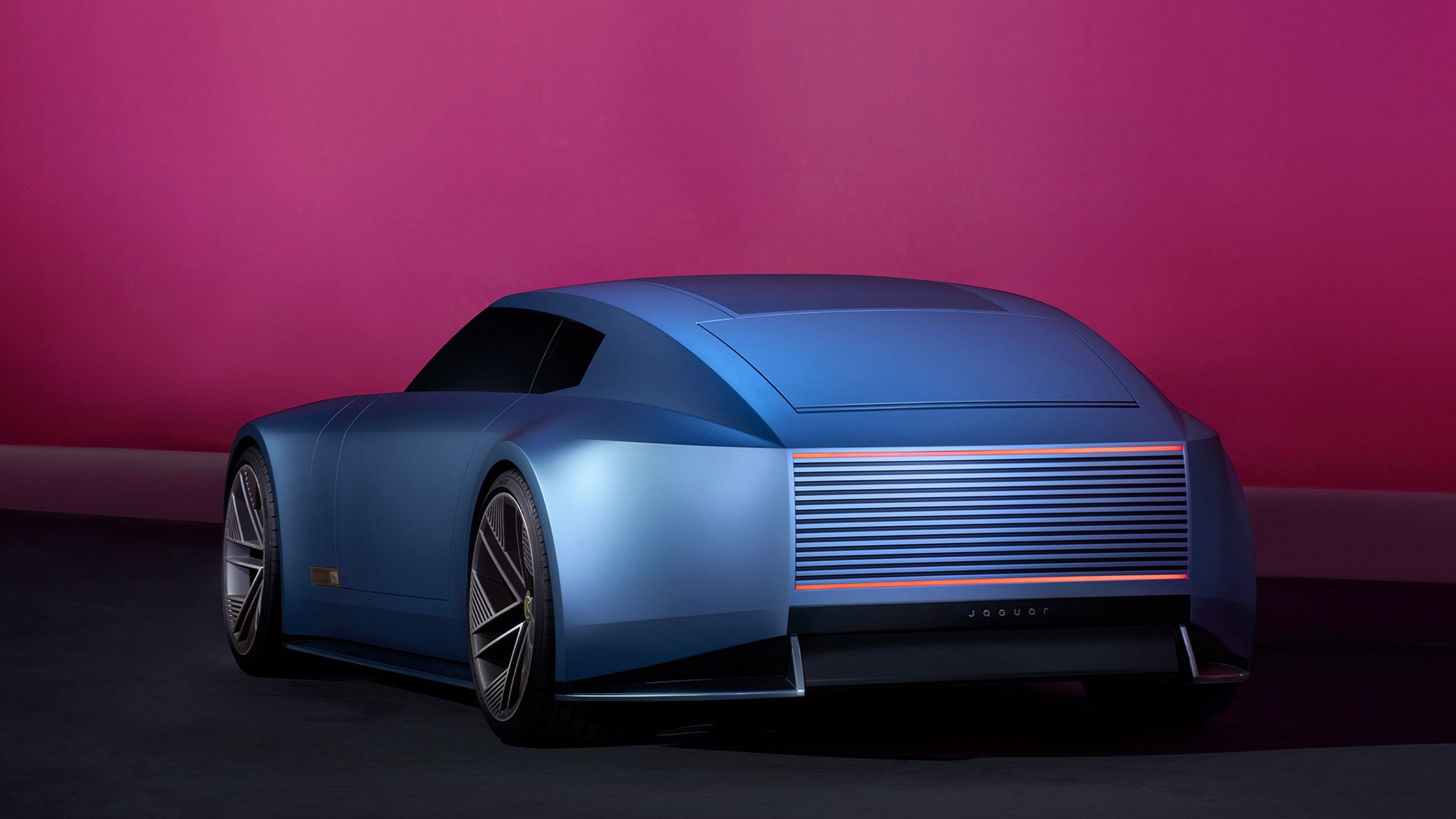 Blue Type 00 concept car seen from the rear