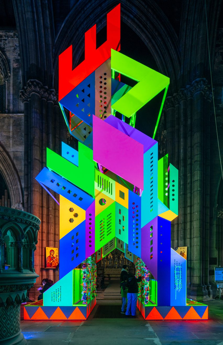 Colourful abstract sculpture in Doncaster Minster