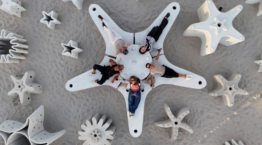 Star installation on the beach