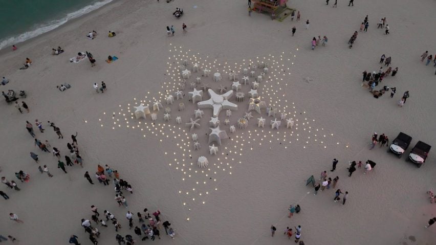 Star installation on the beach