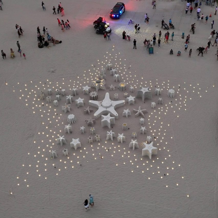 Star installation on the beach