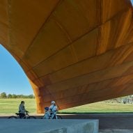 Twisting metal pavilion