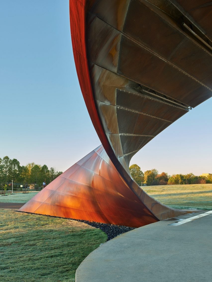 Twisting metal pavilion