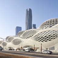 Geometric perforations illuminate Saudi metro station by Zaha Hadid Architects