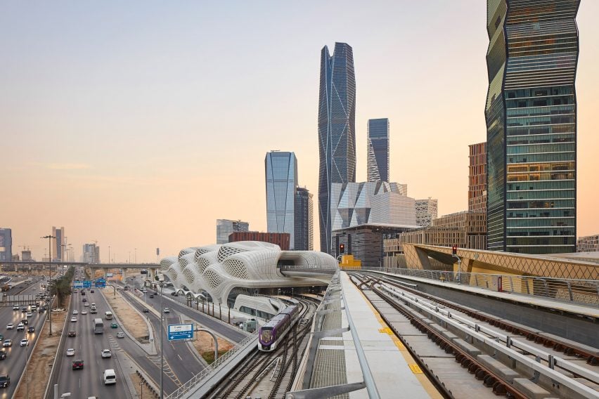 View from platform at metro station by Zaha Hadid Architects