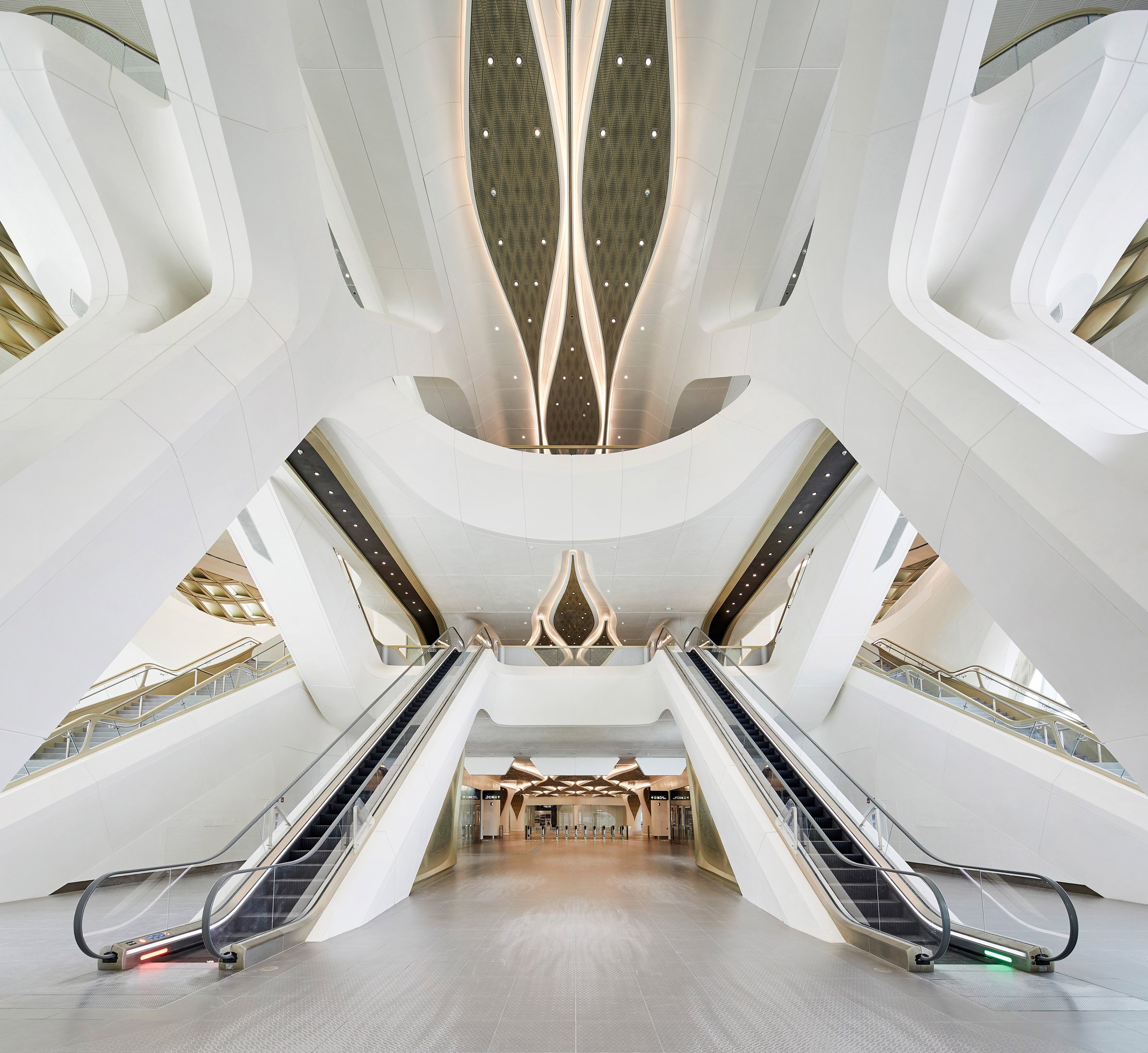 Interior view of station by Zaha Hadid Architects