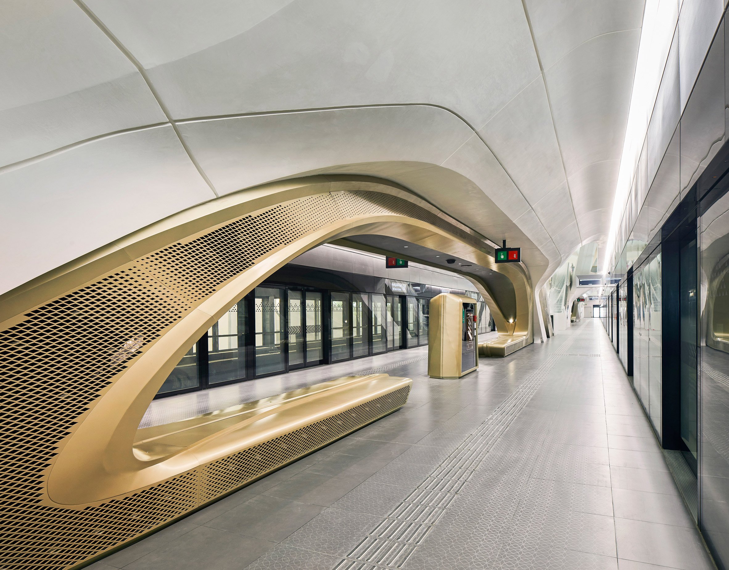 Platform within the King Abdullah Financial District Metro Station by Zaha Hadid Architects