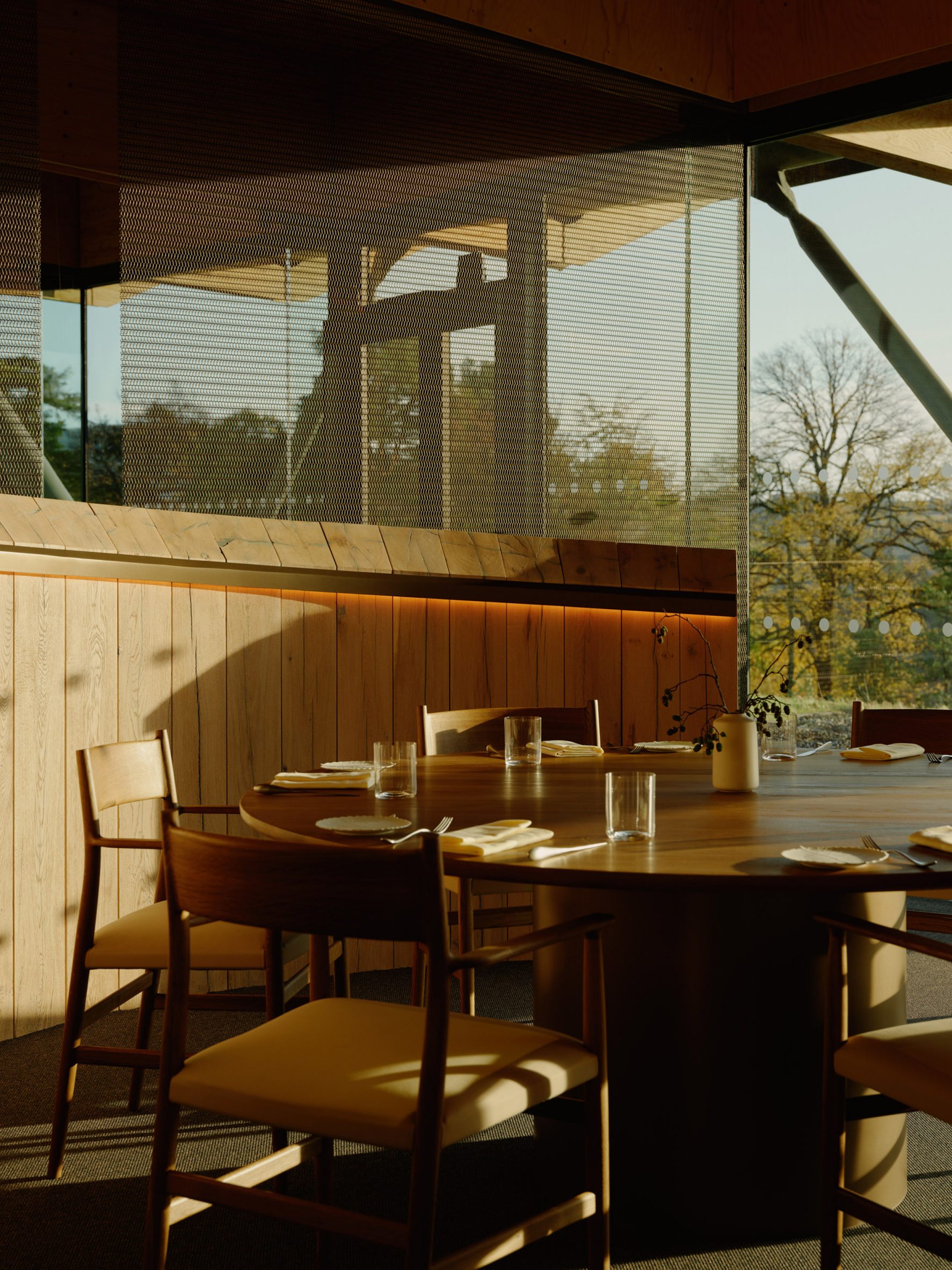 Oak dining booth at the TimeSpirit restaurant 