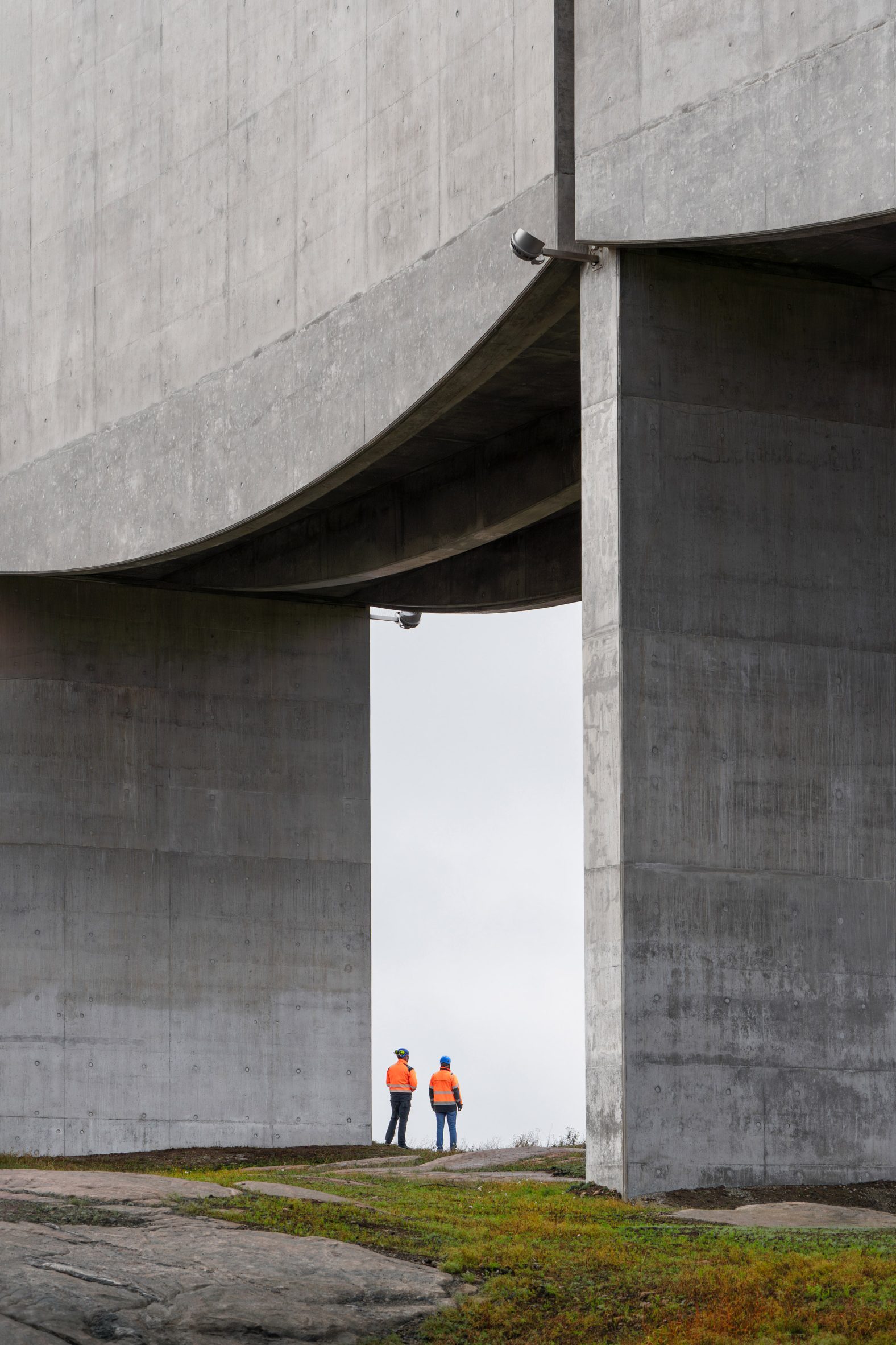 People beside Våga Water Tower by White Arkitekter