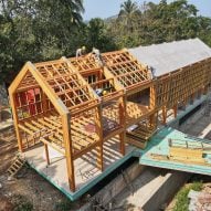 Construction images of India’s “first” mass timber residence by Architecture Discipline