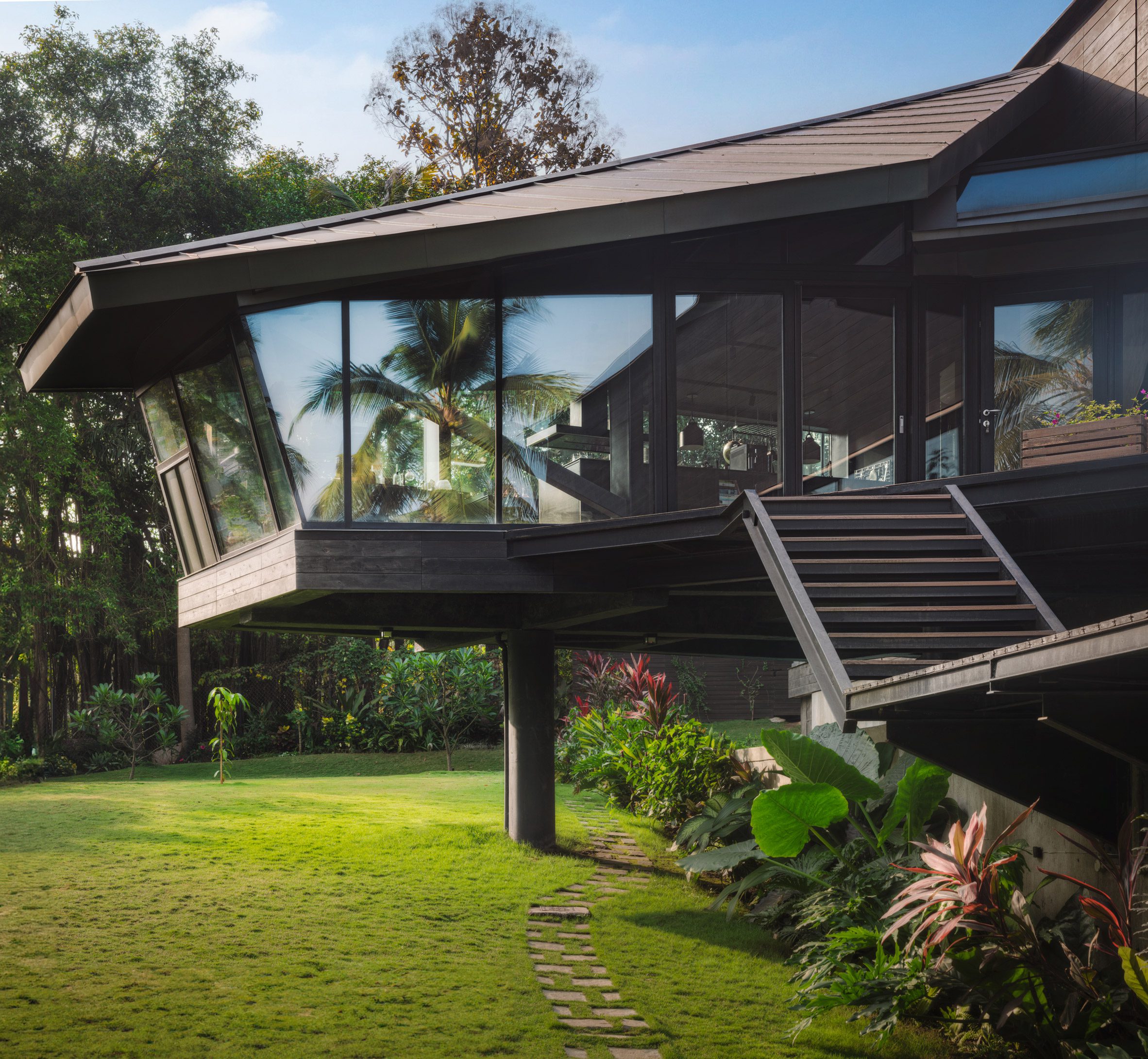 Exterior of India's first mass-timber home