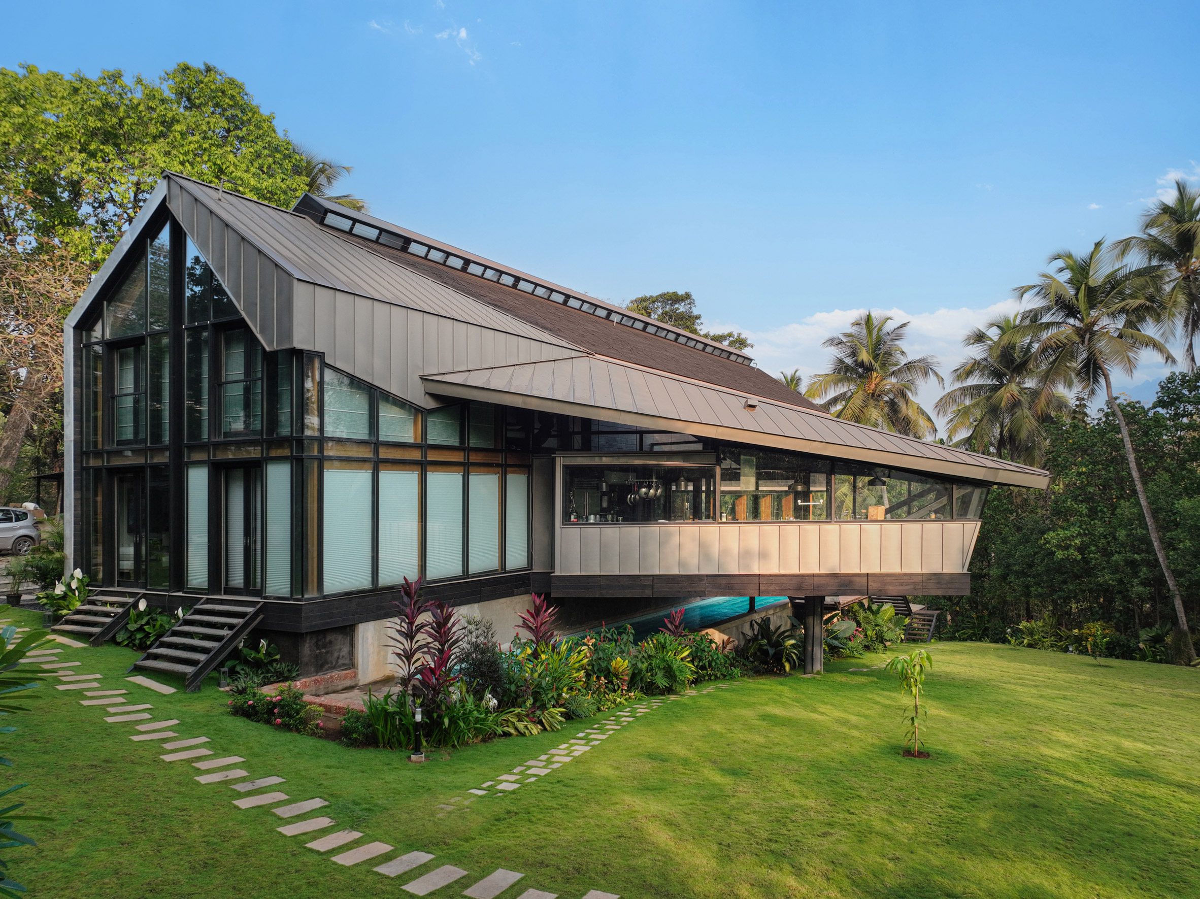 Exterior of India's first mass-timber home