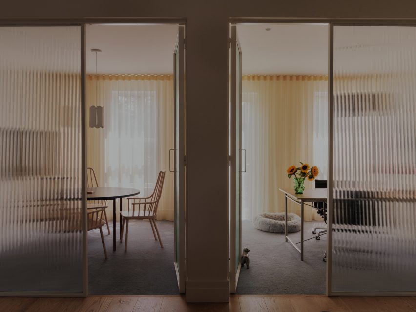 Offices with yellow drapes in Montreal studio