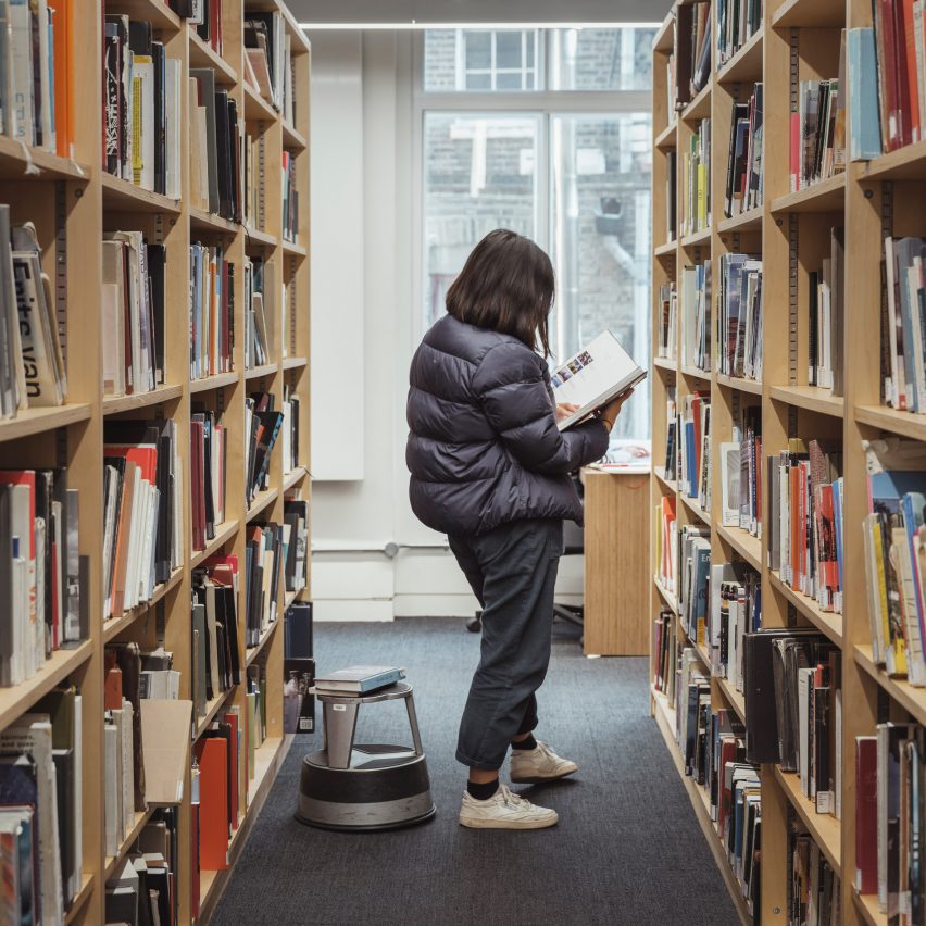 a person in a library