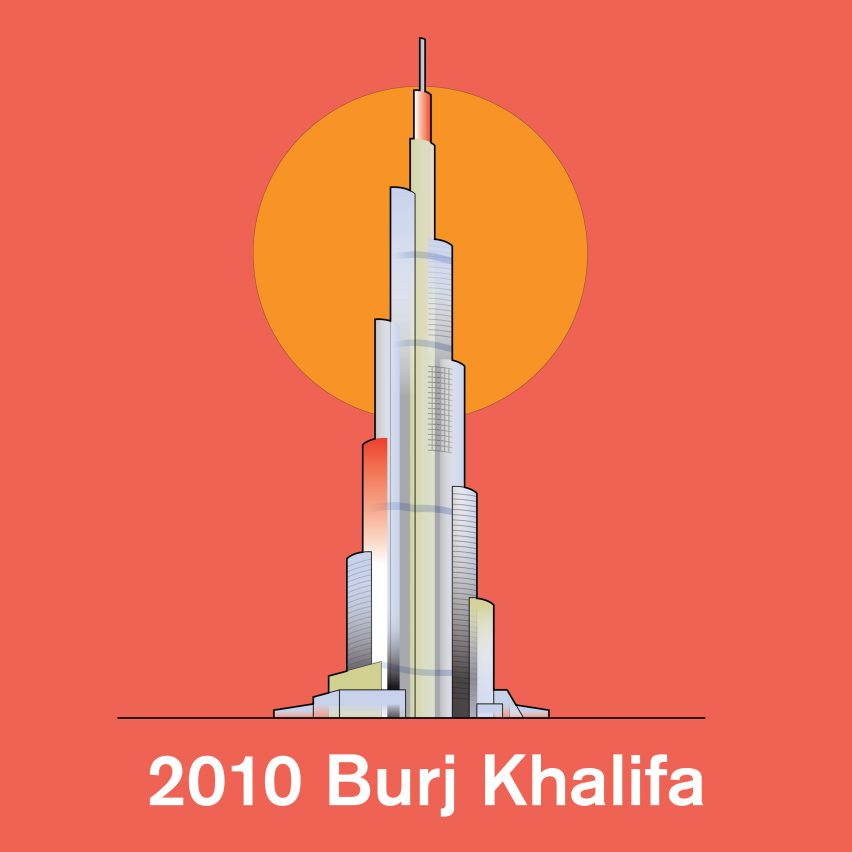 Burj Khalifa illustration for Dezeen's 21st-century architecture series