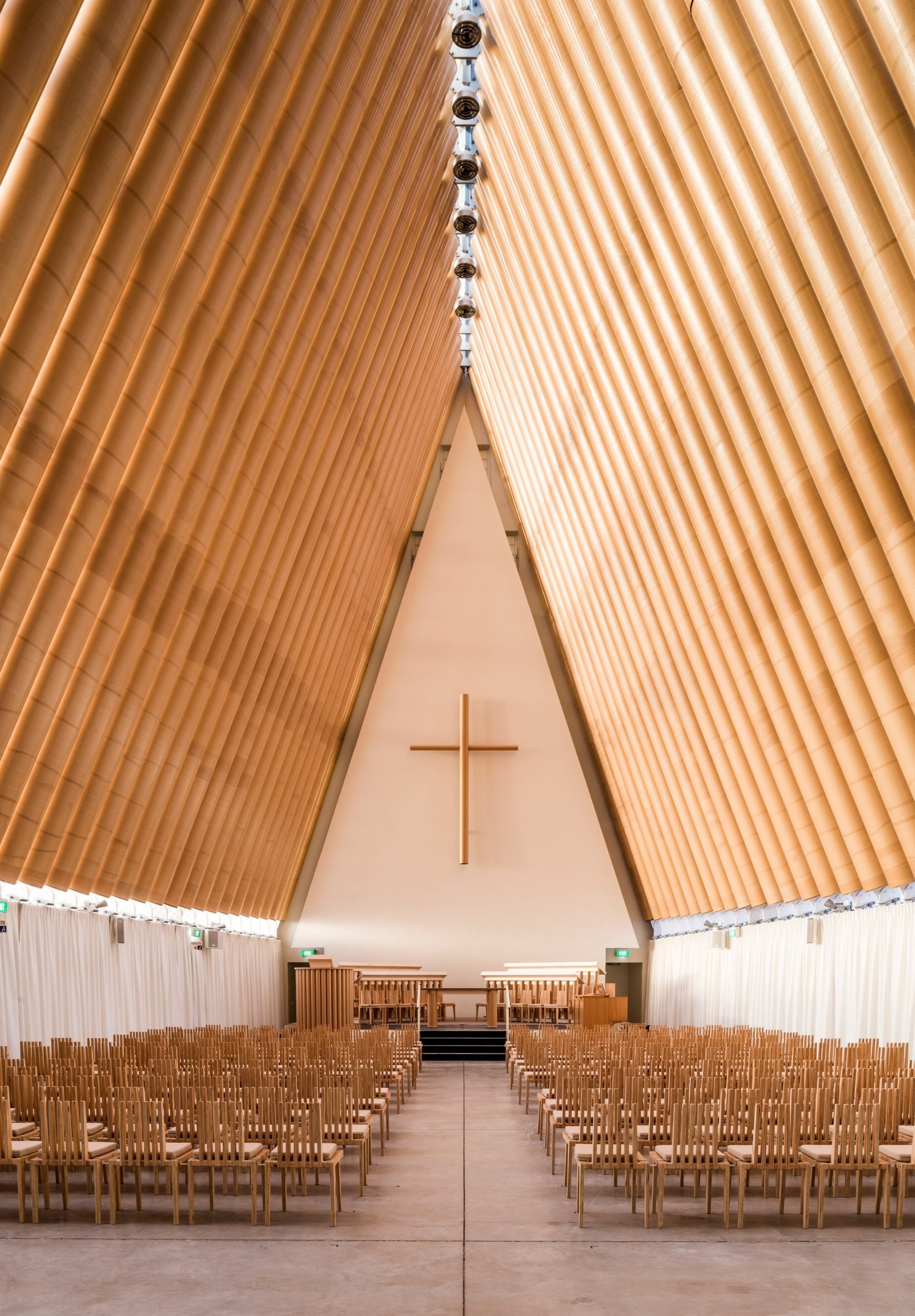 Interior of temporary church in Christchurch, New Zealand