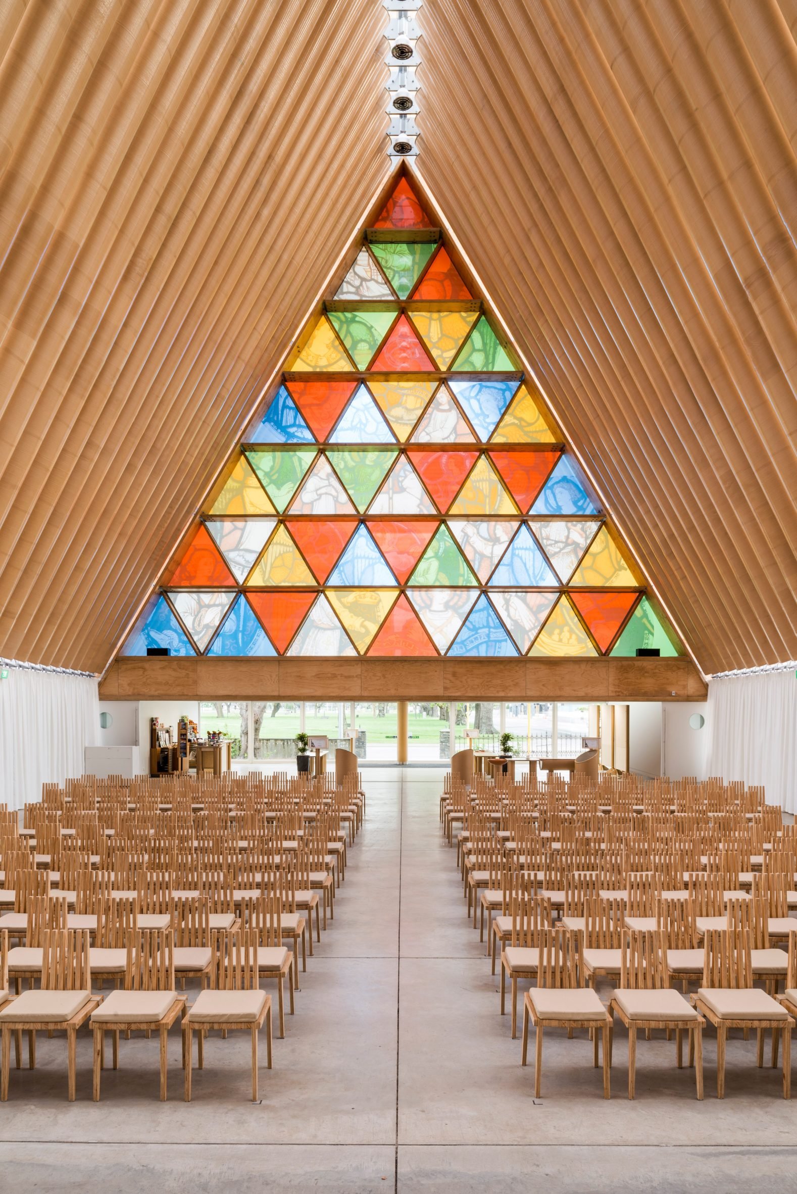 Interior of the Transitional Cathedral by Shigeru Ban