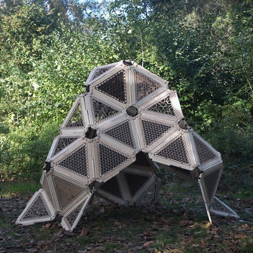 an image of an abstract, silver structure