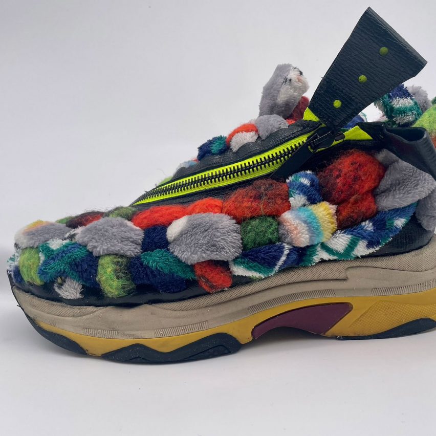 a shoe design made with varying textiles