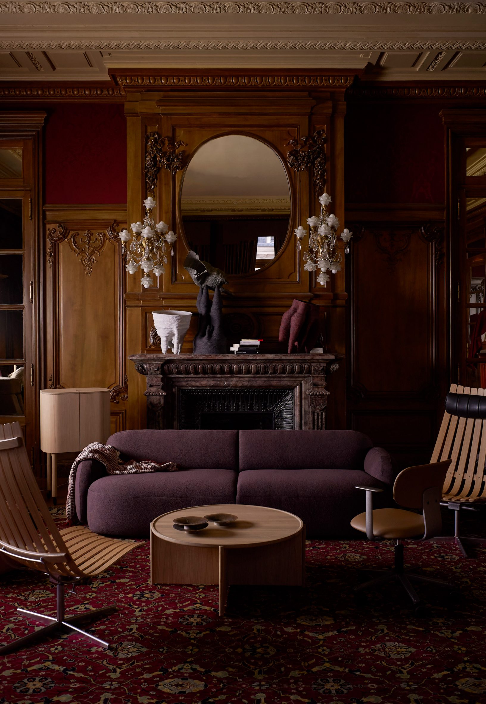 Gem sofa by Northern and Scandia chairs by Fjordfiesta in Et Hjem/Chez Soi exhibition at Musée d'Orsay