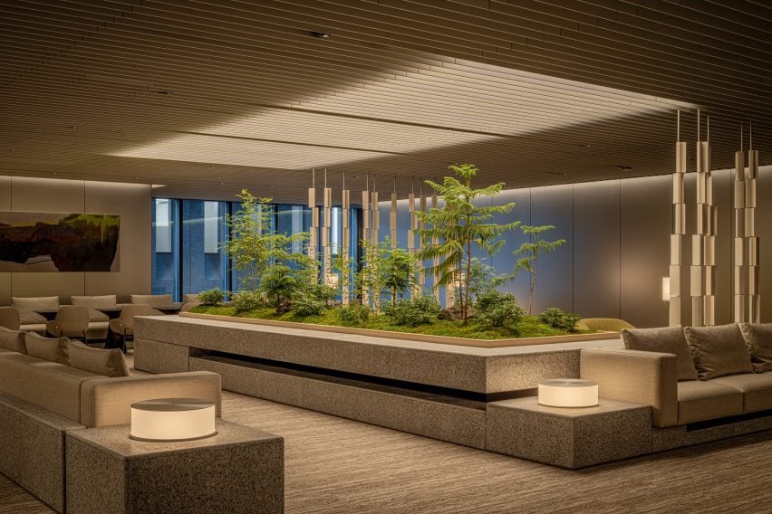 Lounge with plants in Tokyo office