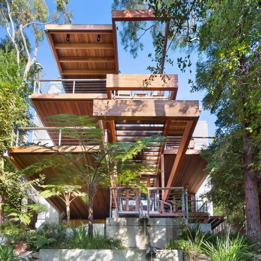 Rumah Keeler oleh Ray Kappe, Pacific Palisades