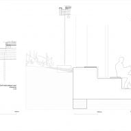 architectural drawing of the pavilion rain chain detail