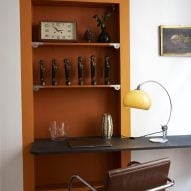 Desk in Paris pied-à-terre by The House Special Studio.