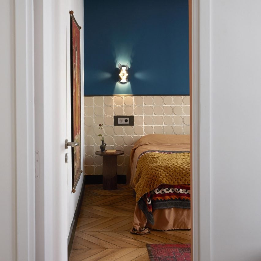 Bedroom in Paris pied-à-terre by The House Special Studio.