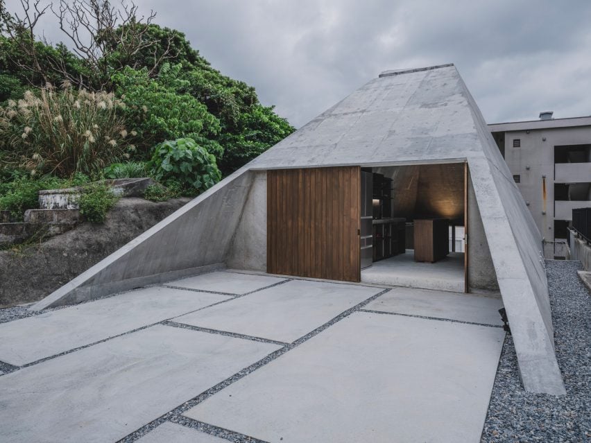 Exterior view of the Pyramid Hut in Japan