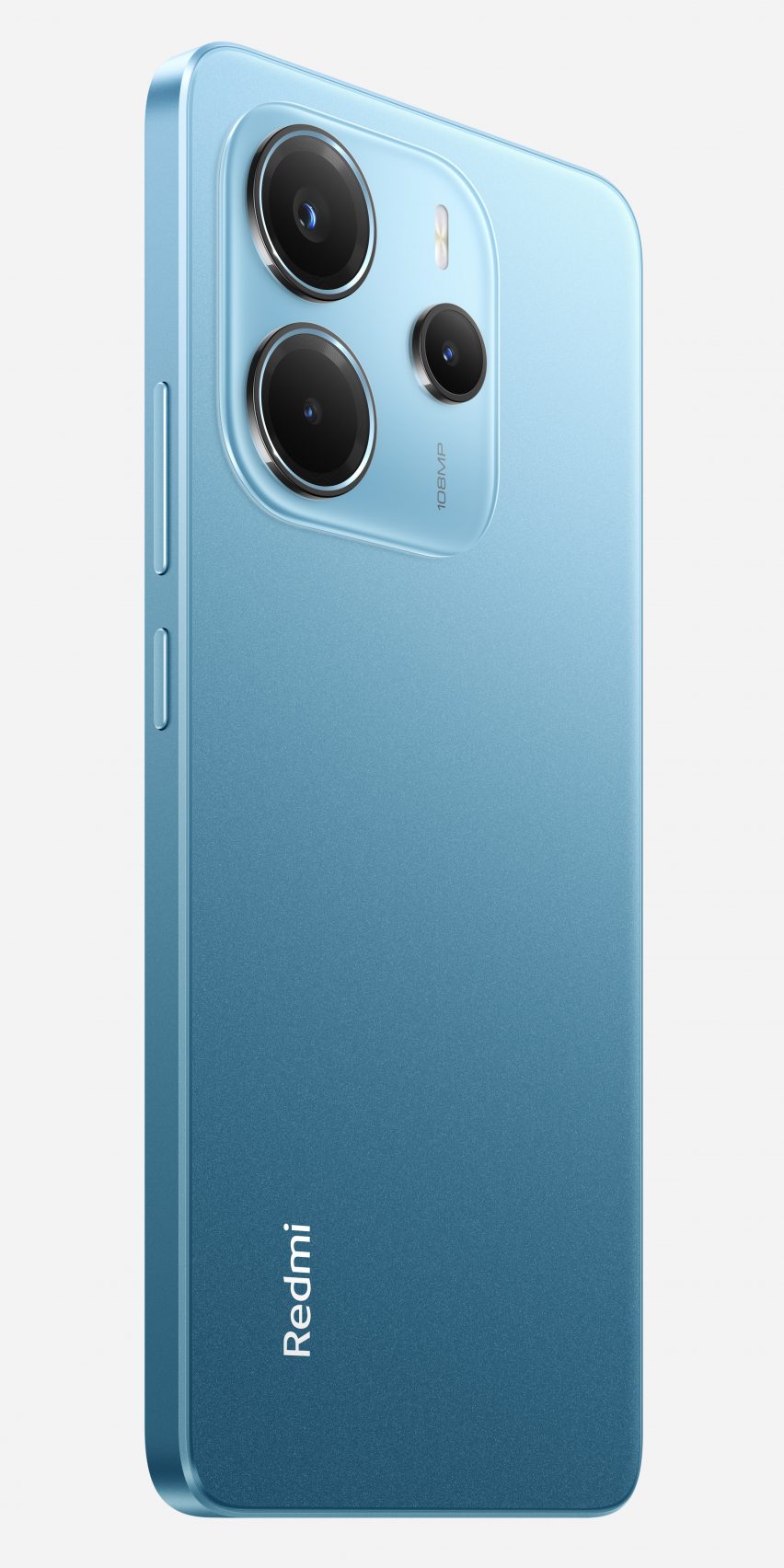 Blue smartphone on light grey background