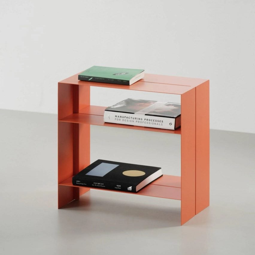 Thin furniture series orange shelving unit