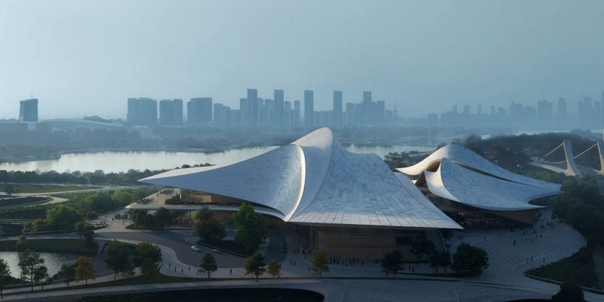 Pemandangan pusat kebudayaan oleh Zaha Hadid Architects