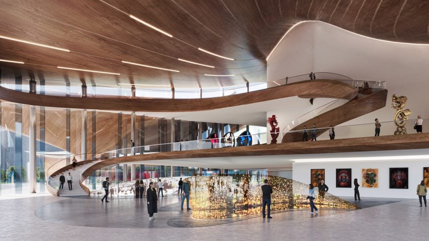 Interior view of centre by by Zaha Hadid Architects