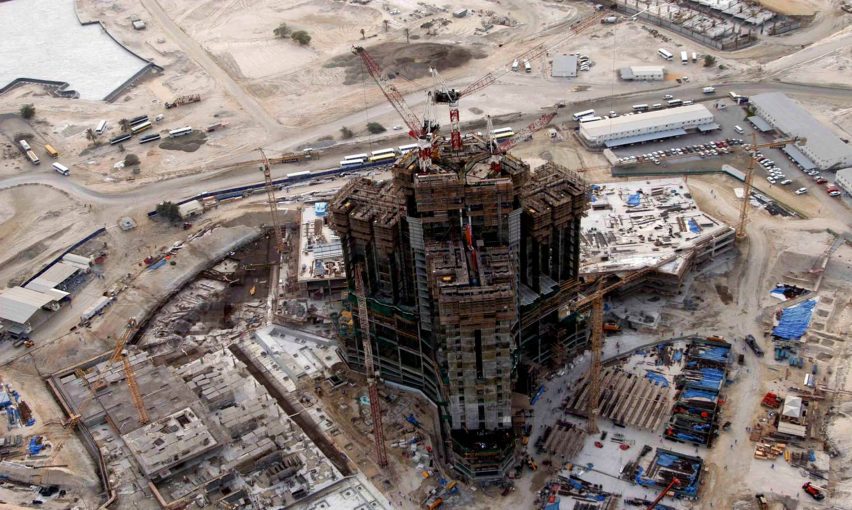 The Burj Khalifa under construction in Dubai