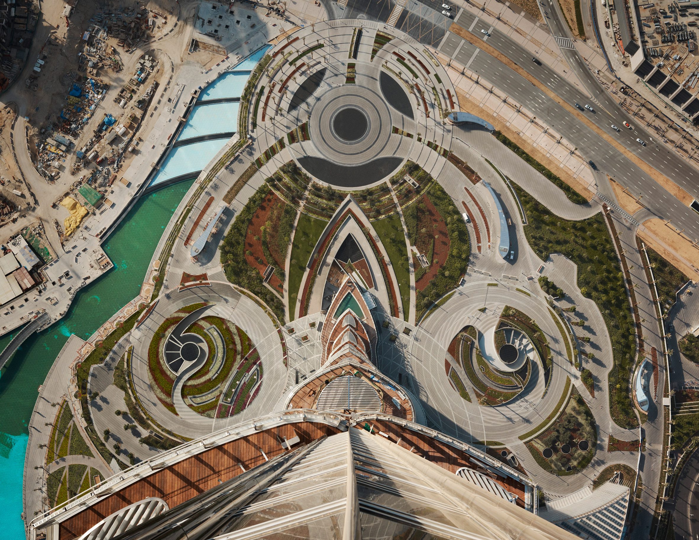 An aerial view of the Burj Khalifa