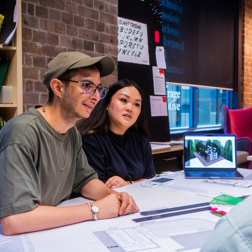 a photograph of students working together