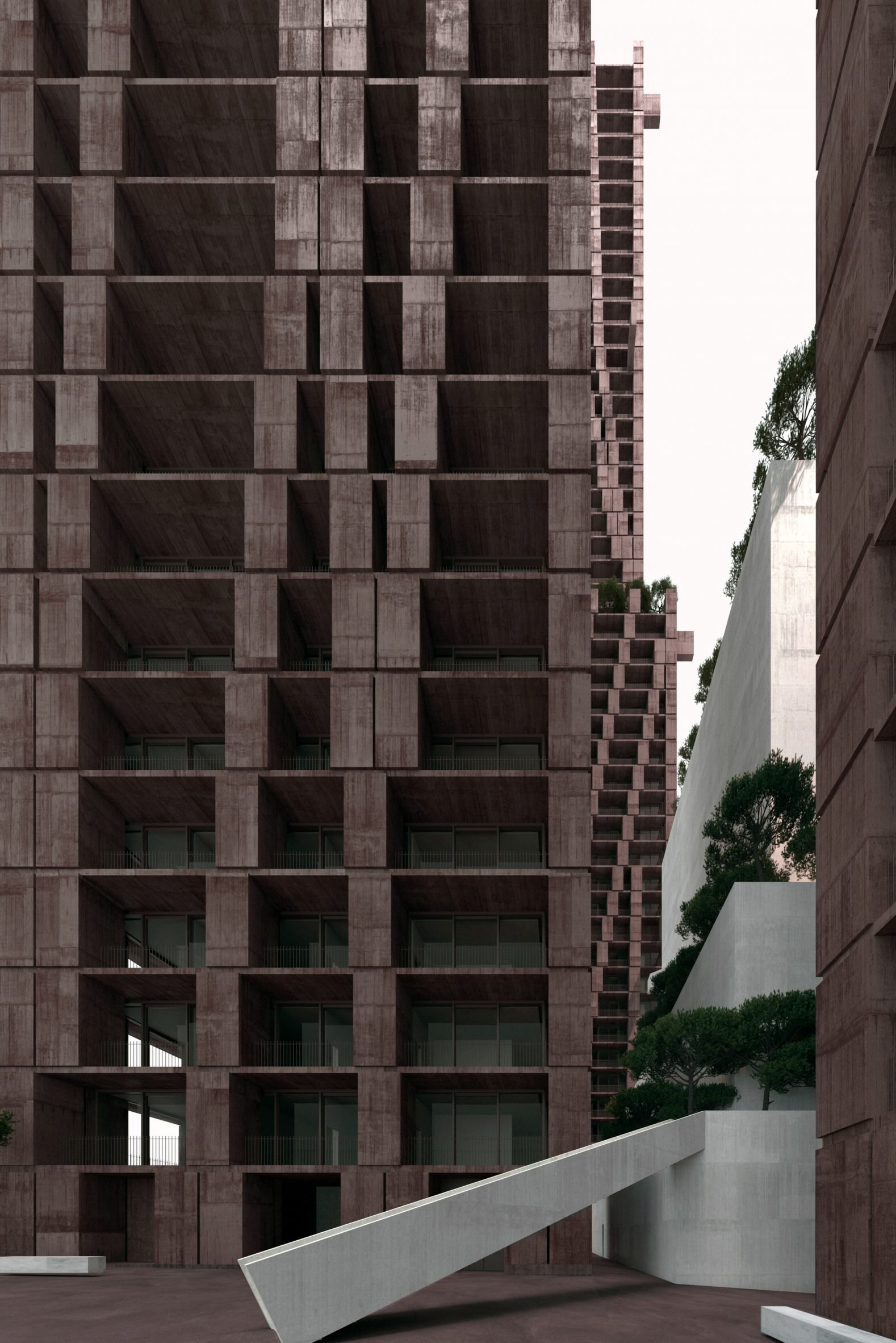 Red-toned concrete will be used for the exterior