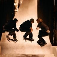 People skating in Vans store