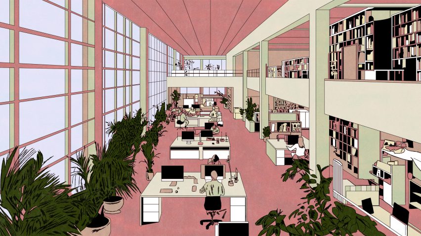 Marie Mohanna illustration of an office